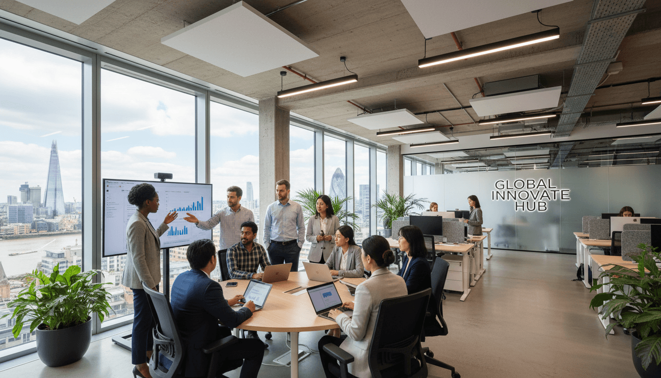 Professional team in modern London office