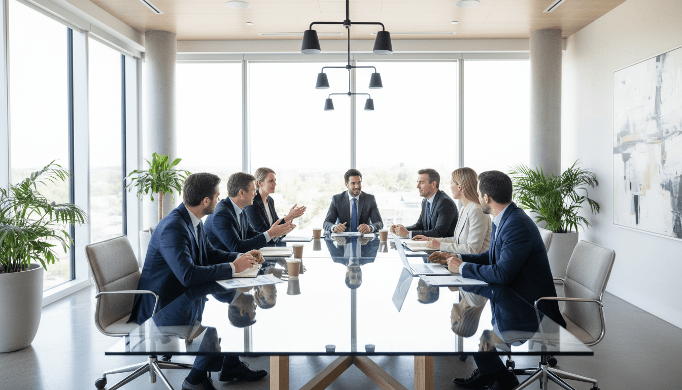 Professional business consultation meeting in modern office environment