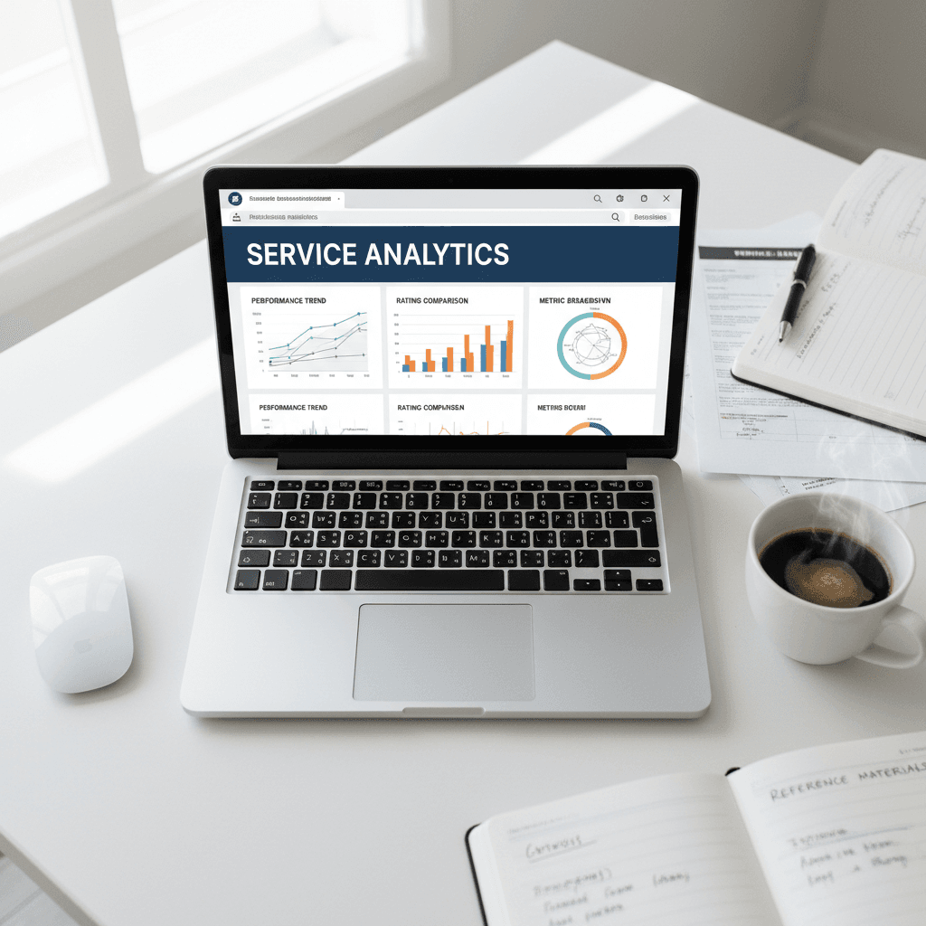 Business analytics dashboard on laptop screen